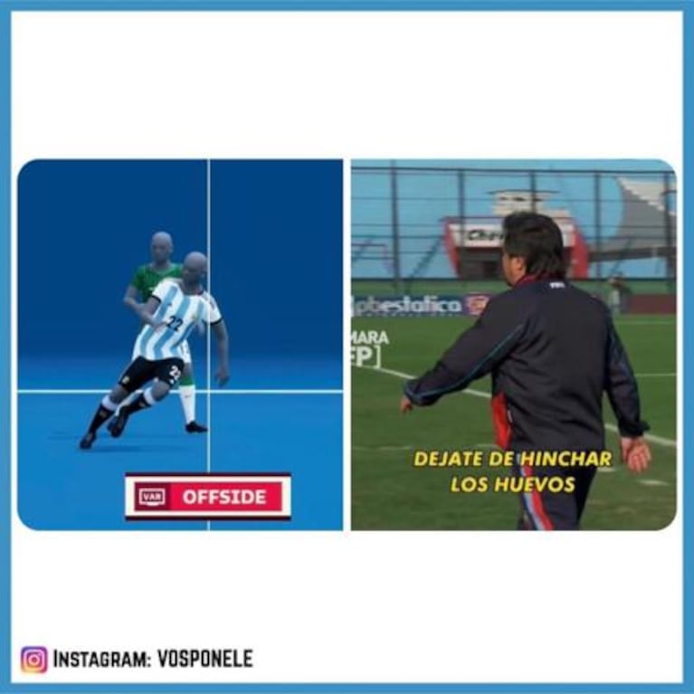 Meme de Vos Ponele sobre el VAR en Qatar 2022, reproducido por TN con crédito a la cuenta